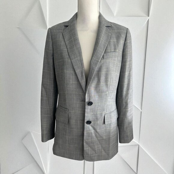 DKNY Women's Gray Yellow Glen Plaid Button Blazer Size 4 - Picture 1 of 6